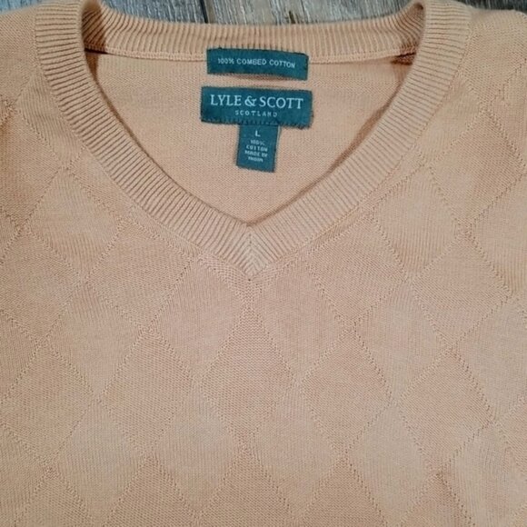 Lyle & Scott Scotland Men's Sweater Size L Brushed Cotton Knit Beige - Picture 2 of 4